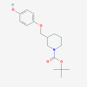 molecular formula C17H25NO4 B8134737 tert-Butyl 3-((4-hydroxyphenoxy)methyl)piperidine-1-carboxylate 