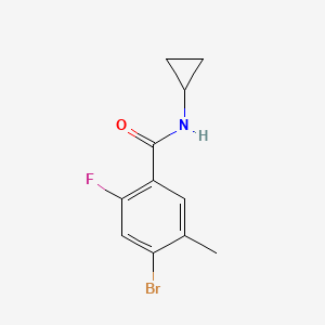 molecular formula C11H11BrFNO B8134786 4-Bromo-N-cyclopropyl-2-fluoro-5-methylbenzamide 