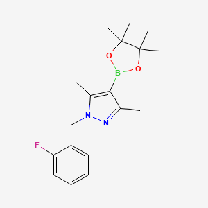 molecular formula C18H24BFN2O2 B8134803 1-(2-Fluoro-benzyl)-3,5-dimethyl-4-(4,4,5,5-tetramethyl-[1,3,2]dioxaborolan-2-yl)-1H-pyrazole 
