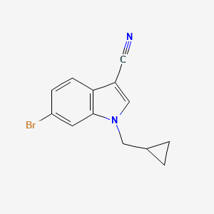 molecular formula C13H11BrN2 B8134808 6-Bromo-1-cyclopropylmethyl-1H-indole-3-carbonitrile 
