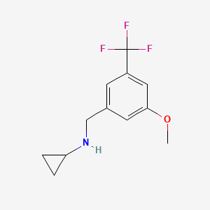 molecular formula C12H14F3NO B8134817 Cyclopropyl-(3-methoxy-5-trifluoromethylbenzyl)-amine 