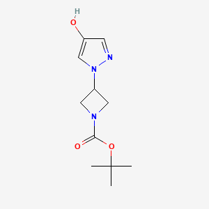molecular formula C11H17N3O3 B8134825 3-(4-Hydroxy-pyrazol-1-yl)-azetidine-1-carboxylic acid tert-butyl ester 