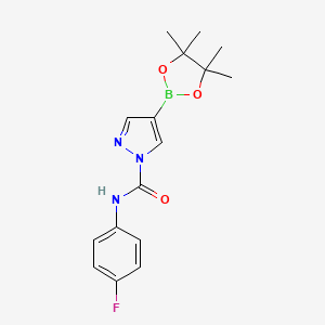 molecular formula C16H19BFN3O3 B8134832 4-(4,4,5,5-Tetramethyl-[1,3,2]dioxaborolan-2-yl)-pyrazole-1-carboxylic acid (4-fluoro-phenyl)-amide 