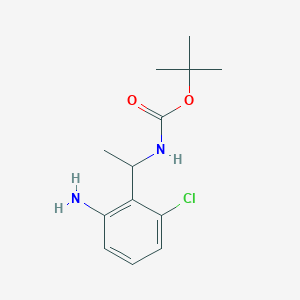 molecular formula C13H19ClN2O2 B8134837 tert-Butyl (1-(2-amino-6-chlorophenyl)ethyl)carbamate 