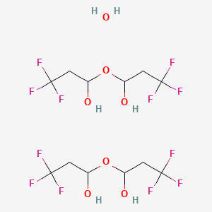 molecular formula C12H18F12O7 B8134939 3,3,3-Trifluoro-1-(3,3,3-trifluoro-1-hydroxypropoxy)propan-1-ol;hydrate 