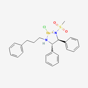 molecular formula C24H27ClN2O2RuS B8134948 chlororuthenium(1+);[(1S,2S)-1,2-diphenyl-2-(3-phenylpropylamino)ethyl]-methylsulfonylazanide 