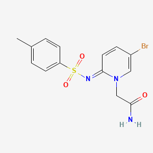 molecular formula C14H14BrN3O3S B8134995 2-[(2E)-5-bromo-2-(4-methylphenyl)sulfonyliminopyridin-1-yl]acetamide 