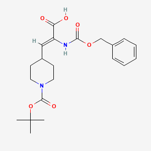 molecular formula C21H28N2O6 B8135196 (Z)-2-(((Benzyloxy)carbonyl)amino)-3-(1-(tert-butoxycarbonyl)piperidin-4-yl)acrylic acid 