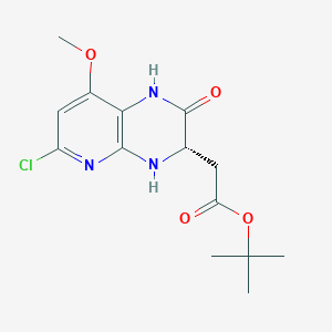 molecular formula C14H18ClN3O4 B8135354 (S)-tert-Butyl 2-(6-chloro-8-methoxy-2-oxo-1,2,3,4-tetrahydropyrido[2,3-b]pyrazin-3-yl)acetate 