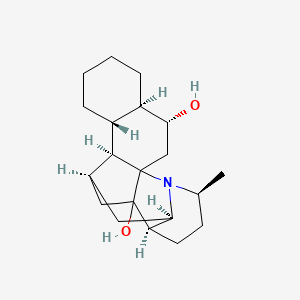 molecular formula C20H31NO2 B8135449 (1S,7aalpha,11abeta,11balpha,13aalpha)-Hexadecahydro-4beta-methyl-12beta,1beta,5abeta-ethanylylidene-5aH-naphtho[1,2-c]quinolizine-7alpha,15-diol 