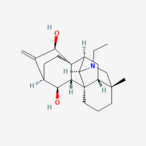 molecular formula C22H33NO2 B8135481 (1S,5R,8R,9R,10S,11R,13R,14S,15S,16R)-7-ethyl-5-methyl-12-methylidene-7-azahexacyclo[7.6.2.210,13.01,8.05,16.010,15]nonadecane-11,14-diol 