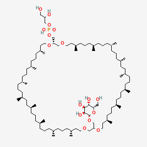 molecular formula C95H189O16P B8135506 2,3-dihydroxypropyl [(2S,7R,11R,15S,19S,22S,26S,30R,34R,43R,47R,51S,55S,58S,62S,66R,70R)-7,11,15,19,22,26,30,34,43,47,51,55,58,62,66,70-hexadecamethyl-38-[[(2S,3S,4S,5S,6S)-3,4,5-trihydroxy-6-(hydroxymethyl)oxan-2-yl]oxymethyl]-1,4,37,40-tetraoxacyclodoheptacont-2-yl]methyl hydrogen phosphate 