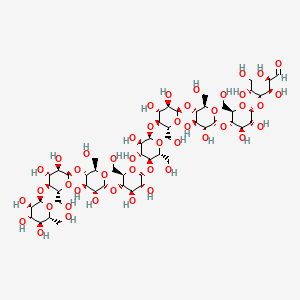 molecular formula C54H92O46 B8135594 (2R,3R,4R,5R)-4-[(2R,3R,4R,5S,6R)-5-[(2R,3R,4R,5S,6R)-5-[(2R,3R,4R,5S,6R)-5-[(2R,3R,4R,5S,6R)-5-[(2R,3R,4R,5S,6R)-5-[(2R,3R,4R,5S,6R)-5-[(2R,3R,4R,5S,6R)-3,4-dihydroxy-6-(hydroxymethyl)-5-[(2R,3R,4S,5S,6R)-3,4,5-trihydroxy-6-(hydroxymethyl)oxan-2-yl]oxyoxan-2-yl]oxy-3,4-dihydroxy-6-(hydroxymethyl)oxan-2-yl]oxy-3,4-dihydroxy-6-(hydroxymethyl)oxan-2-yl]oxy-3,4-dihydroxy-6-(hydroxymethyl)oxan-2-yl]oxy-3,4-dihydroxy-6-(hydroxymethyl)oxan-2-yl]oxy-3,4-dihydroxy-6-(hydroxymethyl)oxan-2-yl]oxy-3,4-dihydroxy-6-(hydroxymethyl)oxan-2-yl]oxy-2,3,5,6-tetrahydroxyhexanal 