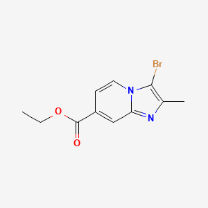molecular formula C11H11BrN2O2 B8135624 Imidazo[1,2-a]pyridine-7-carboxylic acid, 3-bromo-2-methyl-, ethyl ester 