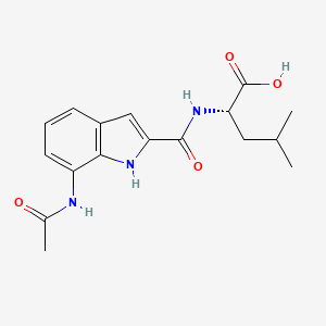 molecular formula C17H21N3O4 B8135630 (S)-2-(7-Acetamido-1H-indole-2-carboxamido)-4-methylpentanoic acid 