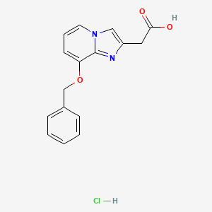 molecular formula C16H15ClN2O3 B8135635 2-(8-(Benzyloxy)imidazo[1,2-a]pyridin-2-yl)acetic acid hydrochloride 