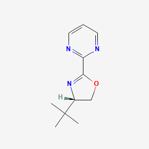 molecular formula C11H15N3O B8135677 (S)-4-(tert-Butyl)-2-(pyrimidin-2-yl)-4,5-dihydrooxazole 