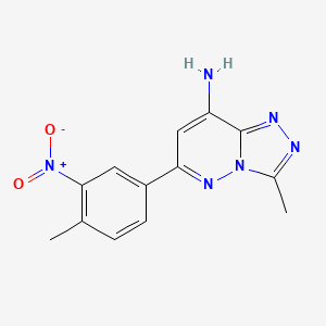 molecular formula C13H12N6O2 B8135726 3-Methyl-6-(4-methyl-3-nitrophenyl)-[1,2,4]triazolo[4,3-b]pyridazin-8-amine 