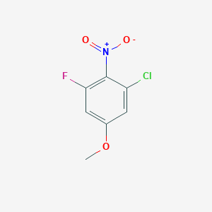 molecular formula C7H5ClFNO3 B8135907 1-Chloro-3-fluoro-5-methoxy-2-nitrobenzene 