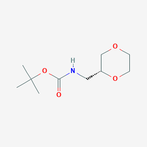 molecular formula C10H19NO4 B8135920 tert-Butyl (R)-((1,4-dioxan-2-yl)methyl)carbamate 
