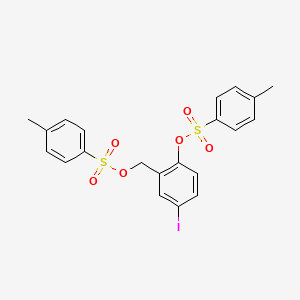molecular formula C21H19IO6S2 B8135976 4-Iodo-2-((tosyloxy)methyl)phenyl 4-methylbenzenesulfonate 