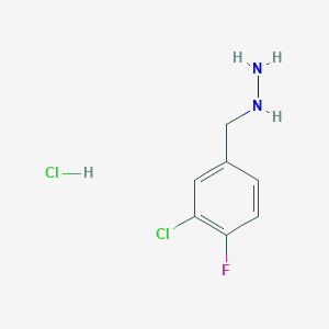 molecular formula C7H9Cl2FN2 B8136022 (3-Chloro-4-fluorobenzyl)hydrazine hydrochloride 
