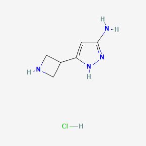 molecular formula C6H11ClN4 B8136034 3-(Azetidin-3-yl)-1H-pyrazol-5-amine hydrochloride 