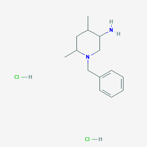 molecular formula C14H24Cl2N2 B8136064 1-Benzyl-4,6-dimethylpiperidin-3-amine dihydrochloride 