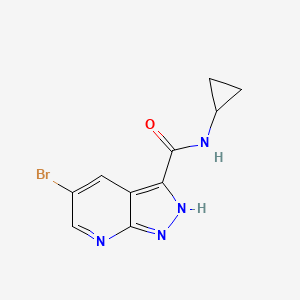 molecular formula C10H9BrN4O B8136153 5-Bromo-N-cyclopropyl-1H-pyrazolo[3,4-b]pyridine-3-carboxamide 