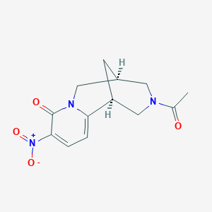 molecular formula C13H15N3O4 B8136174 (1S,9S)-11-acetyl-5-nitro-7,11-diazatricyclo[7.3.1.02,7]trideca-2,4-dien-6-one 