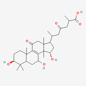 molecular formula C30H46O7 B8136209 2-methyl-4-oxo-6-[(3S,15S)-3,7,15-trihydroxy-4,4,10,13,14-pentamethyl-11-oxo-1,2,3,5,6,7,12,15,16,17-decahydrocyclopenta[a]phenanthren-17-yl]heptanoic acid 