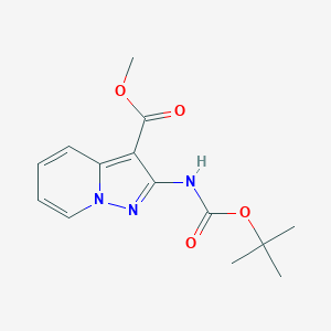 molecular formula C14H17N3O4 B8136319 Methyl 2-((tert-butoxycarbonyl)amino)pyrazolo[1,5-a]pyridine-3-carboxylate 