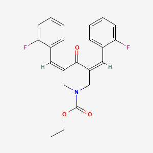 molecular formula C22H19F2NO3 B8136424 ethyl (3Z,5Z)-3,5-bis[(2-fluorophenyl)methylidene]-4-oxopiperidine-1-carboxylate 