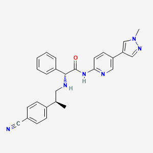 molecular formula C27H26N6O B8136425 (R)-2-(((S)-2-(4-Cyanophenyl)propyl)amino)-N-(5-(1-methyl-1H-pyrazol-4-yl)pyridin-2-yl)-2-phenylacetamide 