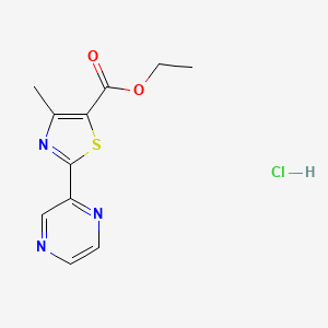 molecular formula C11H12ClN3O2S B8136492 Ethyl 4-methyl-2-pyrazin-2-yl-1,3-thiazole-5-carboxylate;hydrochloride 