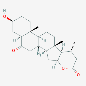 molecular formula C23H34O4 B081365 (1R,2S,4S,8R,9R,10S,13S,14R,17S,19S)-17-hydroxy-8,10,14-trimethyl-5-oxapentacyclo[11.8.0.02,10.04,9.014,19]henicosane-6,20-dione CAS No. 14594-22-0