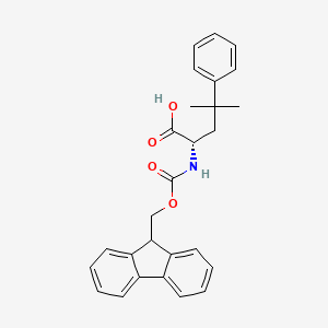 molecular formula C27H27NO4 B8136616 (S)-2-((((9H-Fluoren-9-yl)methoxy)carbonyl)amino)-4-methyl-4-phenylpentanoic acid 