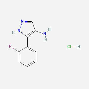molecular formula C9H9ClFN3 B8136715 3-(2-Fluorophenyl)-1H-pyrazol-4-amine hydrochloride 