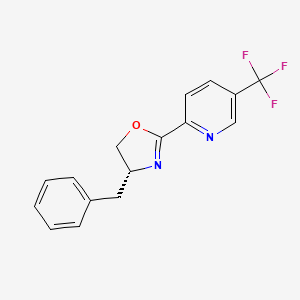 molecular formula C16H13F3N2O B8136730 (R)-4-Benzyl-2-(5-(trifluoromethyl)pyridin-2-yl)-4,5-dihydrooxazole 