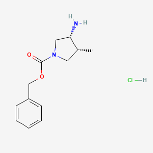 molecular formula C13H19ClN2O2 B8136760 (3R,4R)-Benzyl 3-amino-4-methylpyrrolidine-1-carboxylate hydrochloride 
