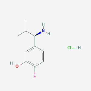 molecular formula C10H15ClFNO B8136772 (R)-5-(1-Amino-2-methylpropyl)-2-fluorophenol hydrochloride 