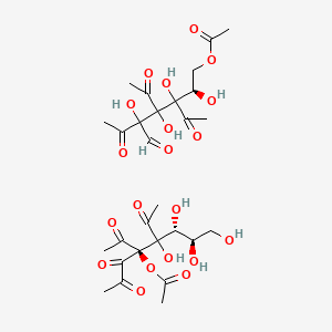 molecular formula C28H40O20 B8136811 [(2R)-3,4-diacetyl-5-formyl-2,3,4,5-tetrahydroxy-6-oxoheptyl] acetate;[(4R,6R,7R)-4,5-diacetyl-5,6,7,8-tetrahydroxy-2,3-dioxooctan-4-yl] acetate 