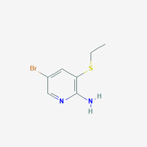 molecular formula C7H9BrN2S B8136851 5-Bromo-3-ethylsulfanylpyridin-2-amine 
