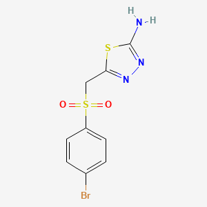 molecular formula C9H8BrN3O2S2 B8136852 5-[(4-Bromophenyl)sulfonylmethyl]-1,3,4-thiadiazol-2-amine 