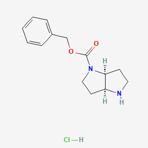 molecular formula C14H19ClN2O2 B8136883 benzyl (3aS,6aS)-2,3,3a,5,6,6a-hexahydro-1H-pyrrolo[3,2-b]pyrrole-4-carboxylate;hydrochloride 