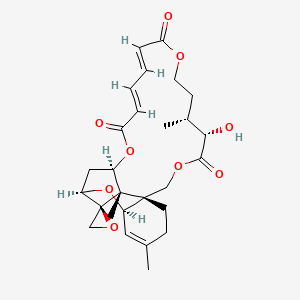 molecular formula C27H34O9 B8137021 (1R,3R,8R,12S,13R,18E,20E,24R,25S,26S)-12-hydroxy-5,13,25-trimethylspiro[2,10,16,23-tetraoxatetracyclo[22.2.1.03,8.08,25]heptacosa-4,18,20-triene-26,2'-oxirane]-11,17,22-trione 