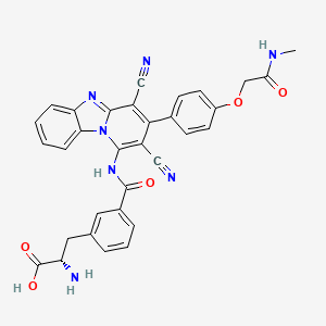 molecular formula C32H25N7O5 B8137031 (2S)-2-amino-3-[3-[[2,4-dicyano-3-[4-[2-(methylamino)-2-oxoethoxy]phenyl]pyrido[1,2-a]benzimidazol-1-yl]carbamoyl]phenyl]propanoic acid 