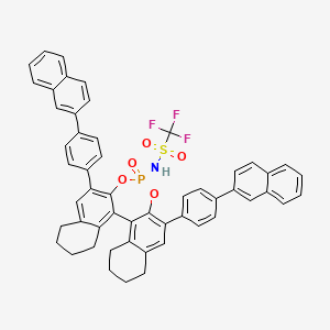 molecular formula C53H41F3NO5PS B8137092 N-[(11bR)-(2,6-Bis(4-(naphthalen-2-yl)phenyl)-4-oxido-8,9,10,11,12,13,14,15-octahydrodinaphtho[2,1-d:1',2'-f][1,3,2]dioxaphosphepin-4-yl)]-1,1,1-trifluoromethanesulfonamide 