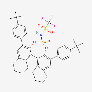 molecular formula C41H45F3NO5PS B8137107 N-[(11bS)-2,6-Bis[4-(1,1-dimethylethyl)phenyl]-8,9,10,11,12,13,14,15-octahydro-4-oxidodinaphtho[2,1-d:1',2'-f][1,3,2]dioxaphosphepin-4-yl]-1,1,1-trifluoromethanesulfonamide 