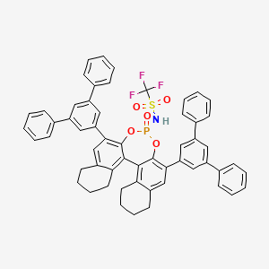 molecular formula C57H45F3NO5PS B8137110 N-((11bR)-2,6-Di([1,1':3',1''-terphenyl]-5'-yl)-4-oxido-8,9,10,11,12,13,14,15-octahydrodinaphtho[2,1-d:1',2'-f][1,3,2]dioxaphosphepin-4-yl)-1,1,1-trifluoromethanesulfonamide 